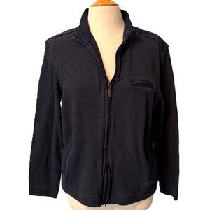 Johnston & Murphy Melange Knit Full-Zip Jacket Medium Blue Athletic Full Zip